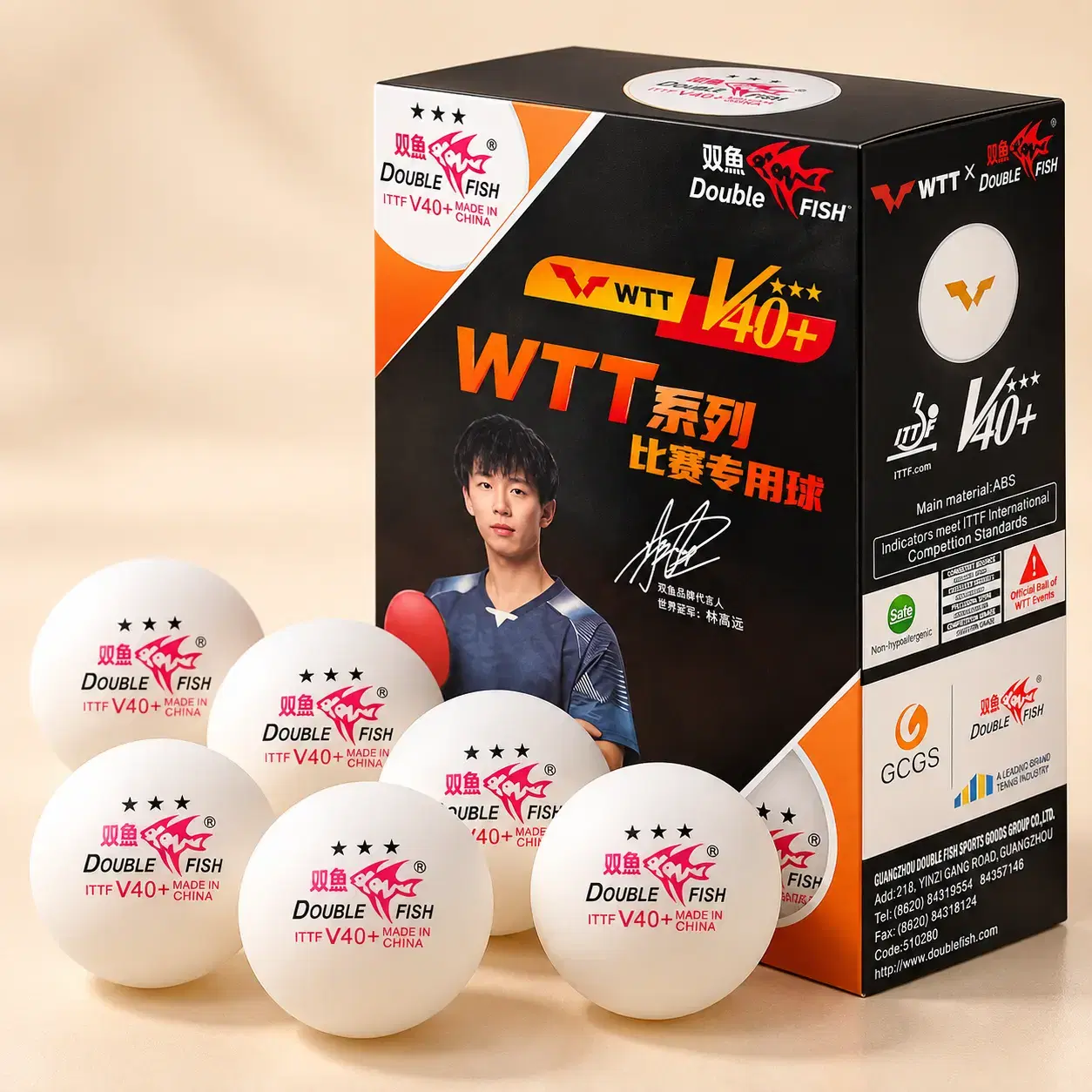 Double Fish V40+ 3-Star WTT Table Tennis Ball